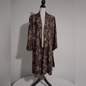 Plus Size 26/28 Brown Floral Women's Jacket Coat